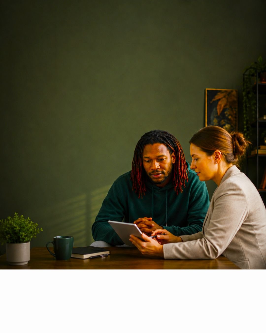 Person on a telehealth call with a healthcare provider from home